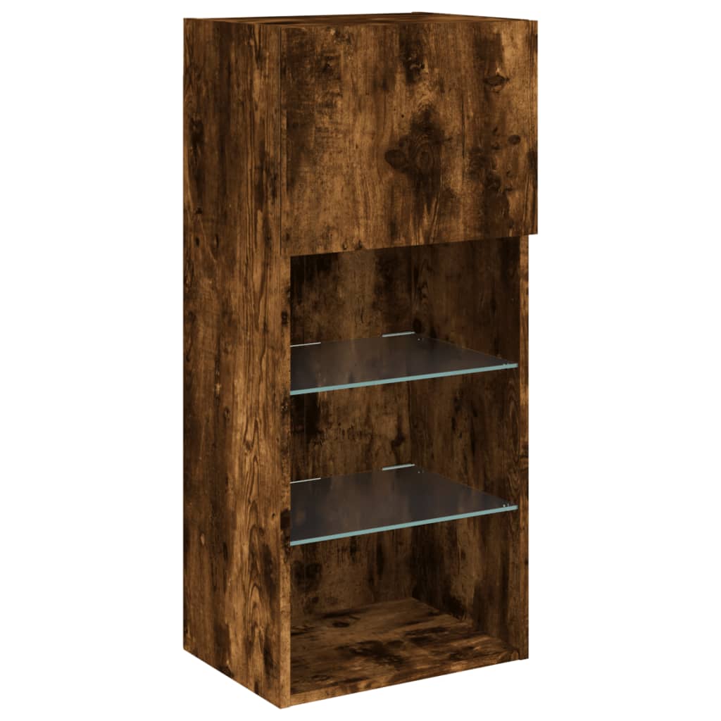 5 Piece TV Wall Units with LED Smoked Oak Engineered Wood