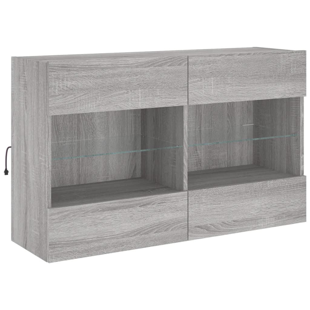 6 Piece TV Wall Cabinet Set with LED Lights Grey Sonoma