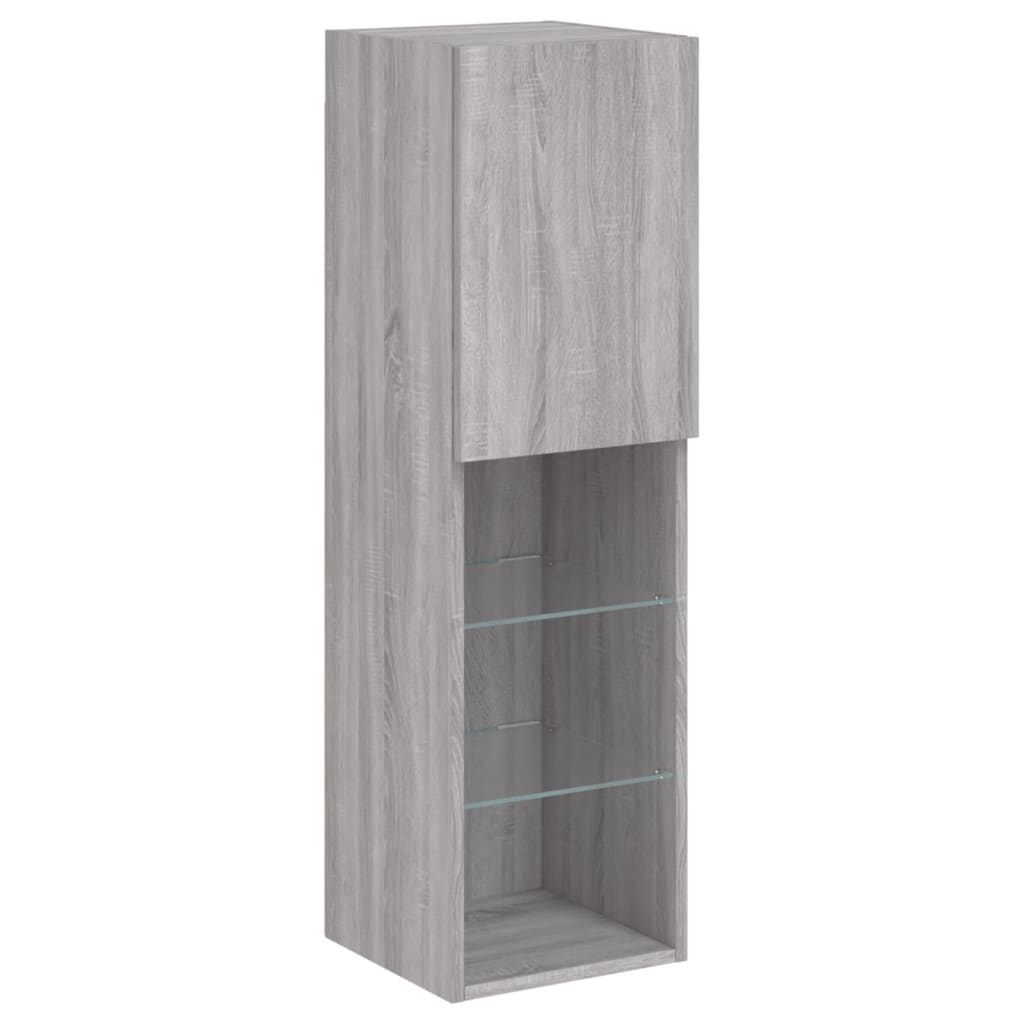 6 Piece TV Wall Cabinet Set with LED Lights Grey Sonoma