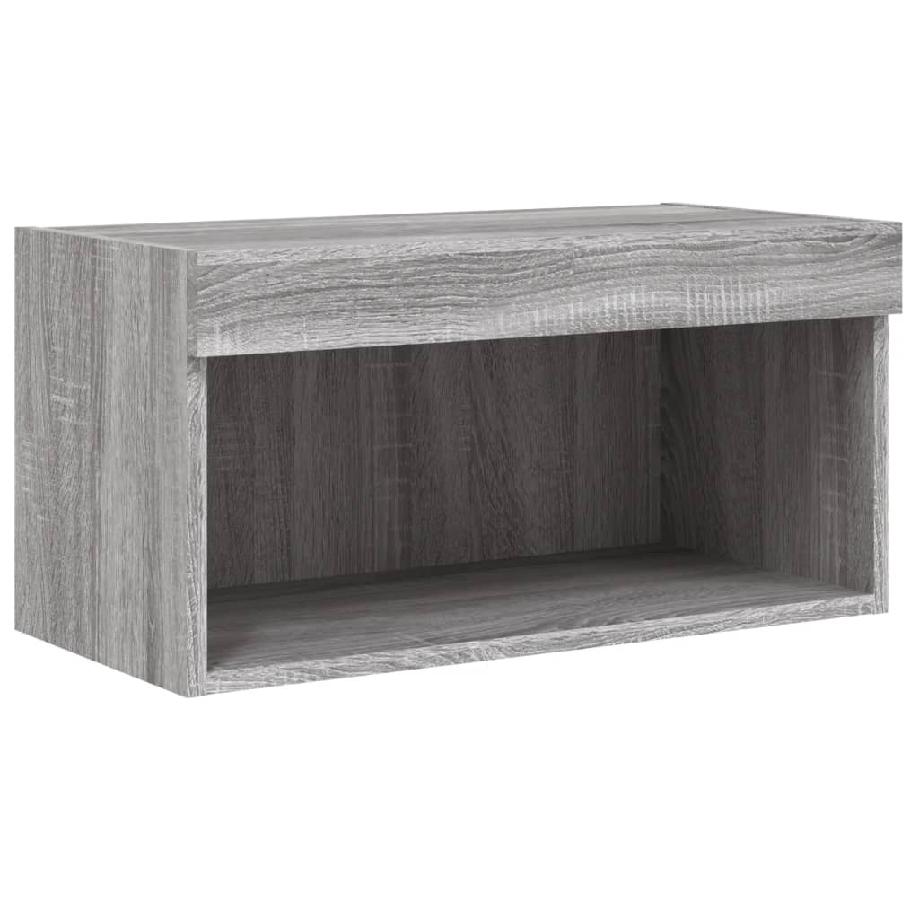 6 Piece TV Wall Cabinet Set with LED Lights Grey Sonoma