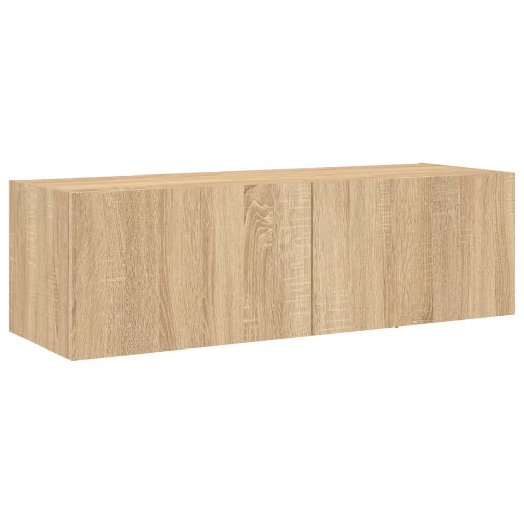 5 Piece TV Wall Cabinets with LED Lights Sonoma Oak