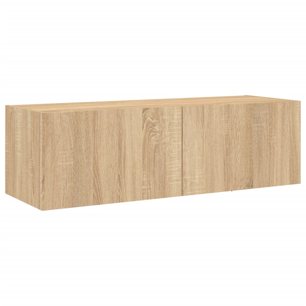 3 Piece TV Wall Cabinets with LED Lights Sonoma Oak