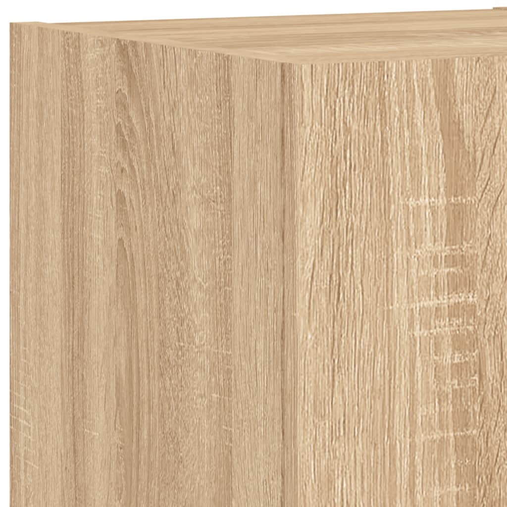 6 Piece TV Wall Cabinets with LED Lights Sonoma Oak
