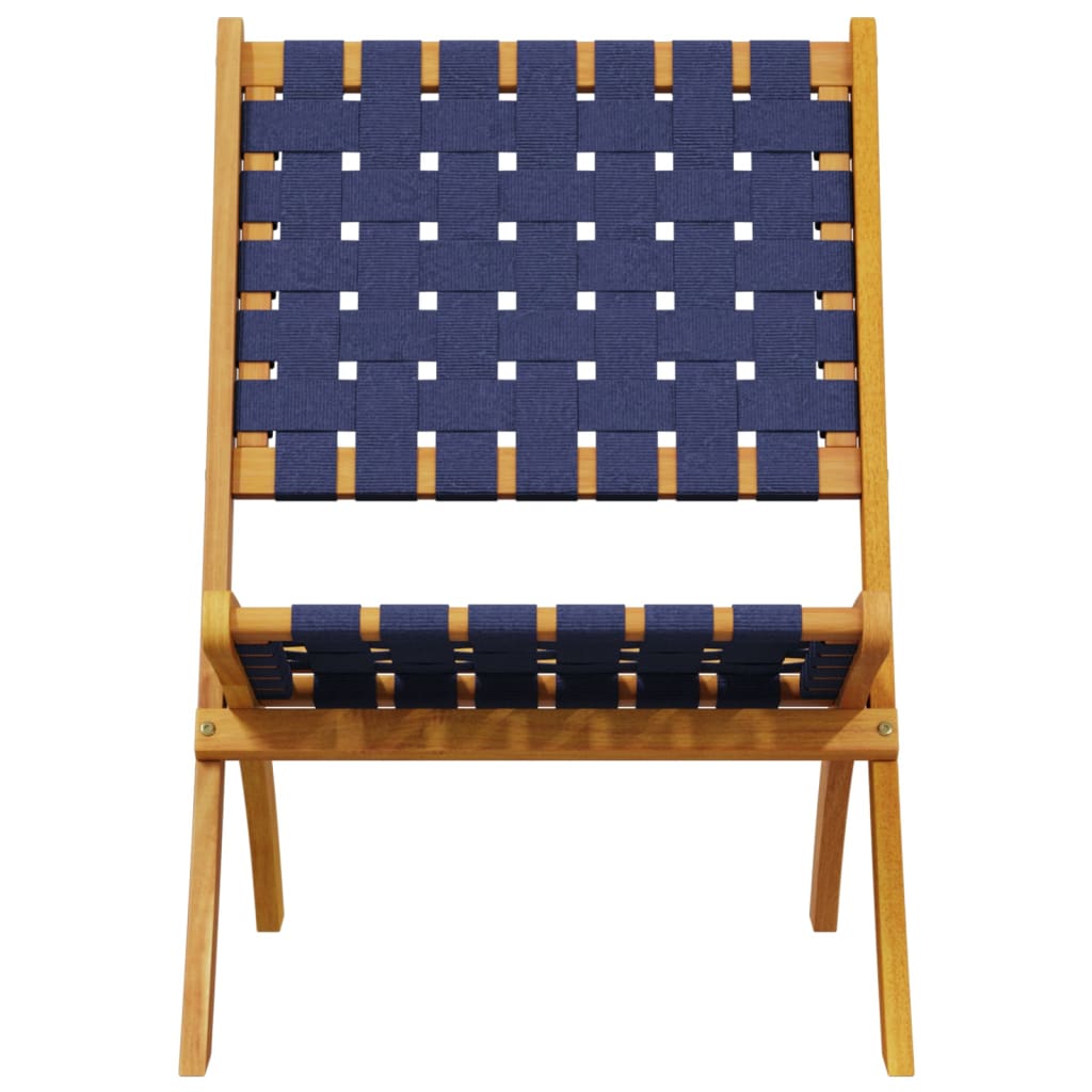 Folding Garden Chairs 2 pcs Dark Blue Solid Wood Acacia and Fabric