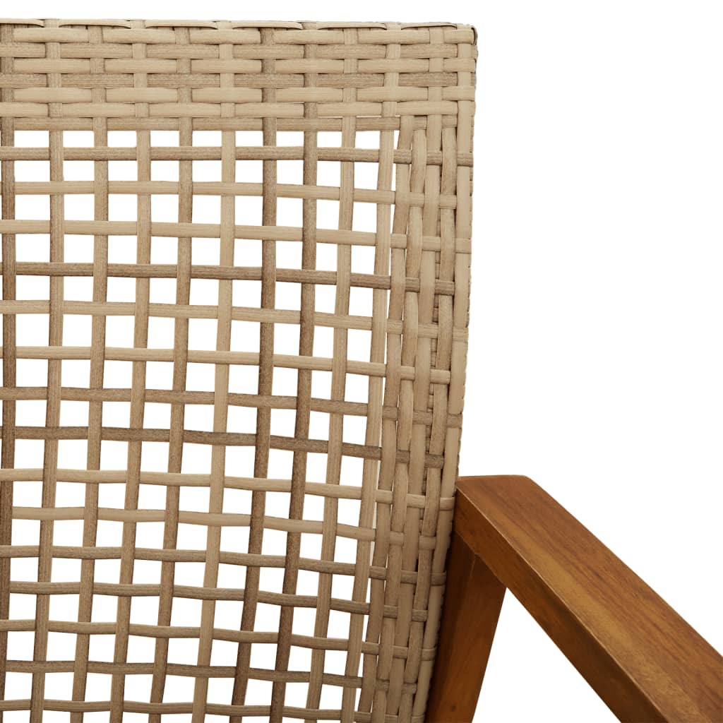 Garden Bench Beige 112 cm Poly Rattan and Acacia Wood