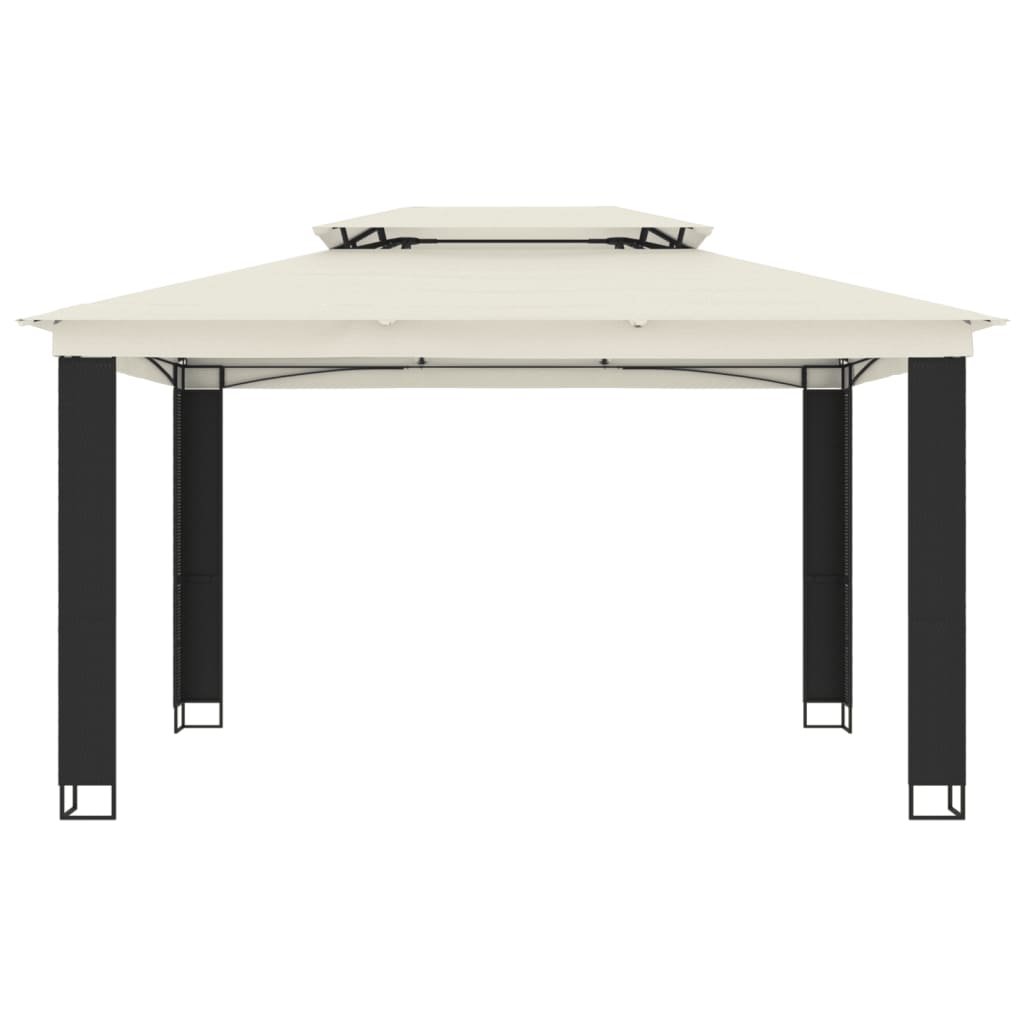 Gazebo with Double Roof Cream 3.94x2.96 m Steel
