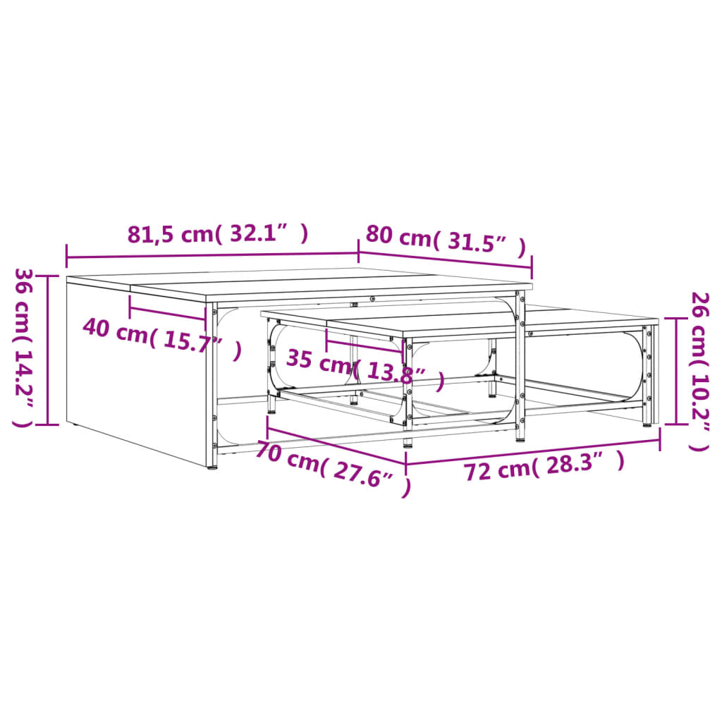 Nesting Coffee Tables 2 pcs Grey Sonoma Engineered Wood and Metal