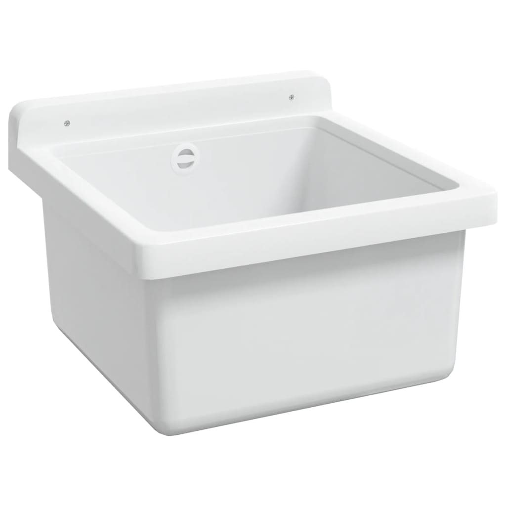 Sink Washbasin for Wall Mounting White 40x40x24 cm Resin
