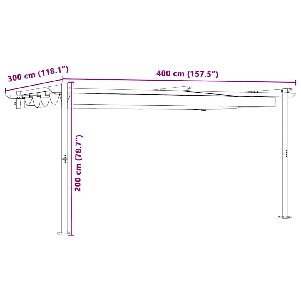 Wall Mounted Gazebo Taupe Steel