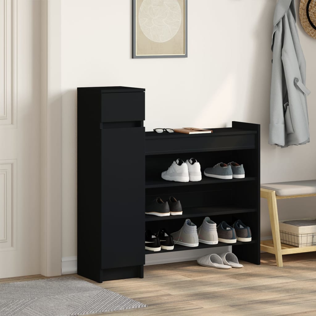 Shoe Cabinet Black 100.5x28x100 cm Engineered Wood