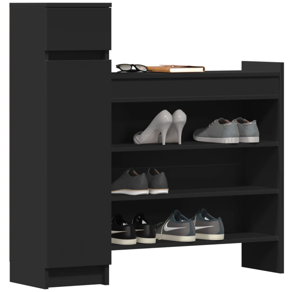 Shoe Cabinet Black 100.5x28x100 cm Engineered Wood