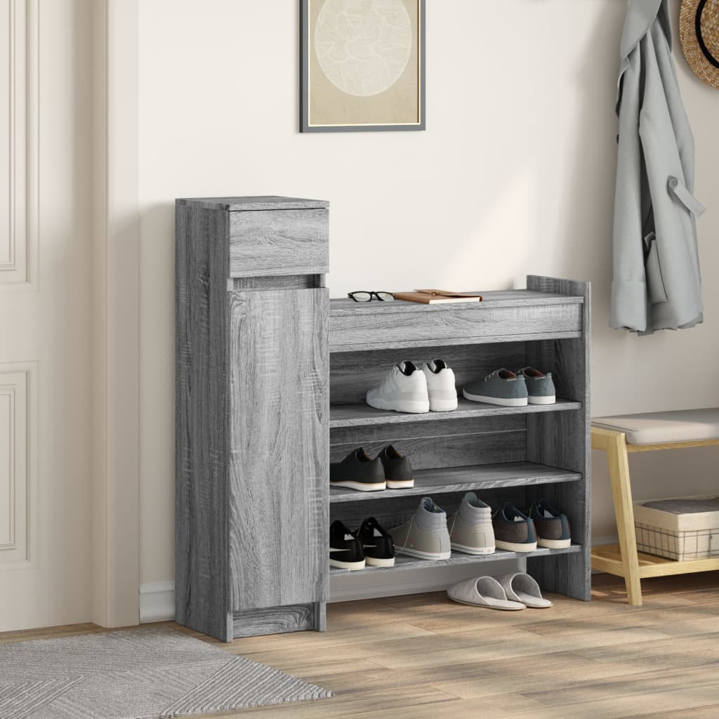 Shoe Cabinet Grey Sonoma 100.5x28x100 cm Engineered Wood
