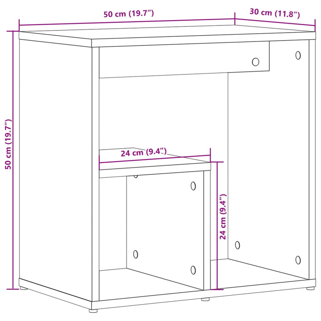 Side Tables 2 pcs White 50x30x50 cm Engineered Wood