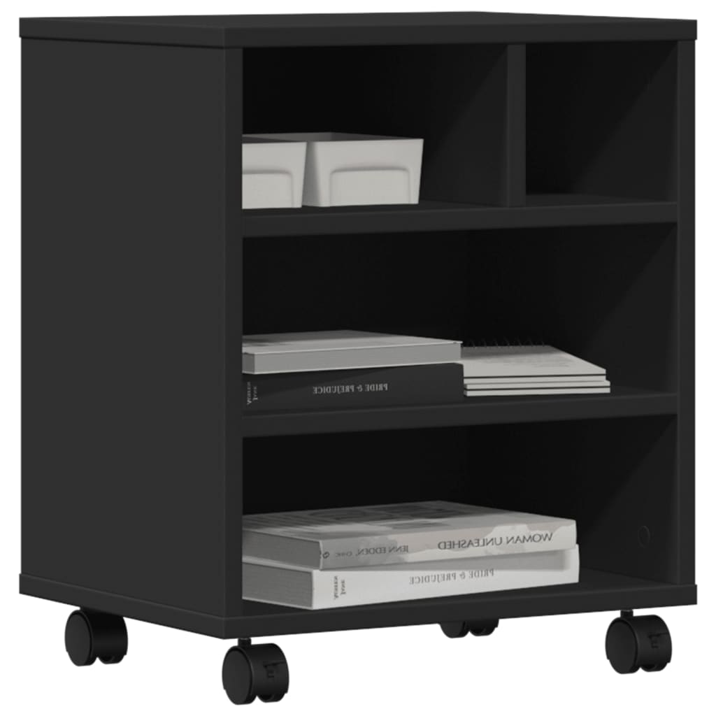 Printer Stand with Wheels Black 41x32x48 cm