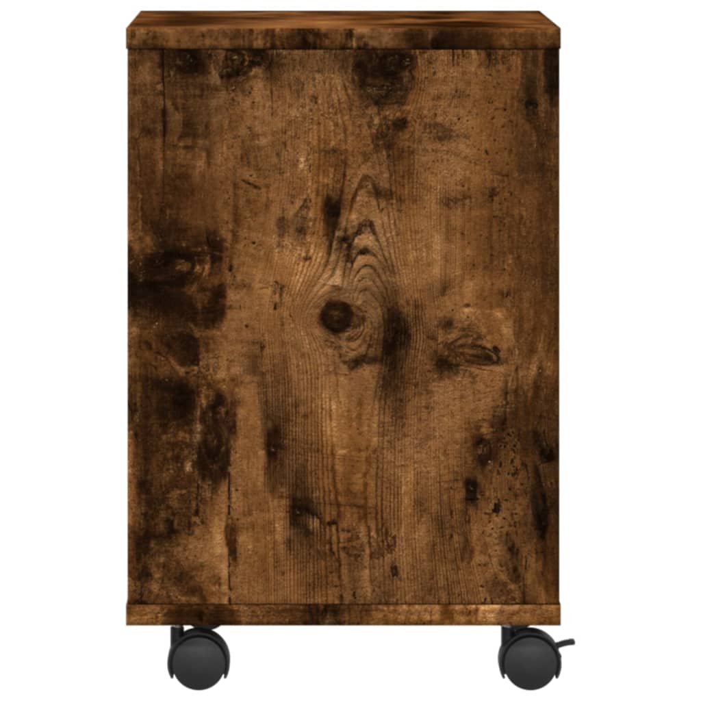 Printer Stand with Wheels Smoked Oak 41x32x48 cm