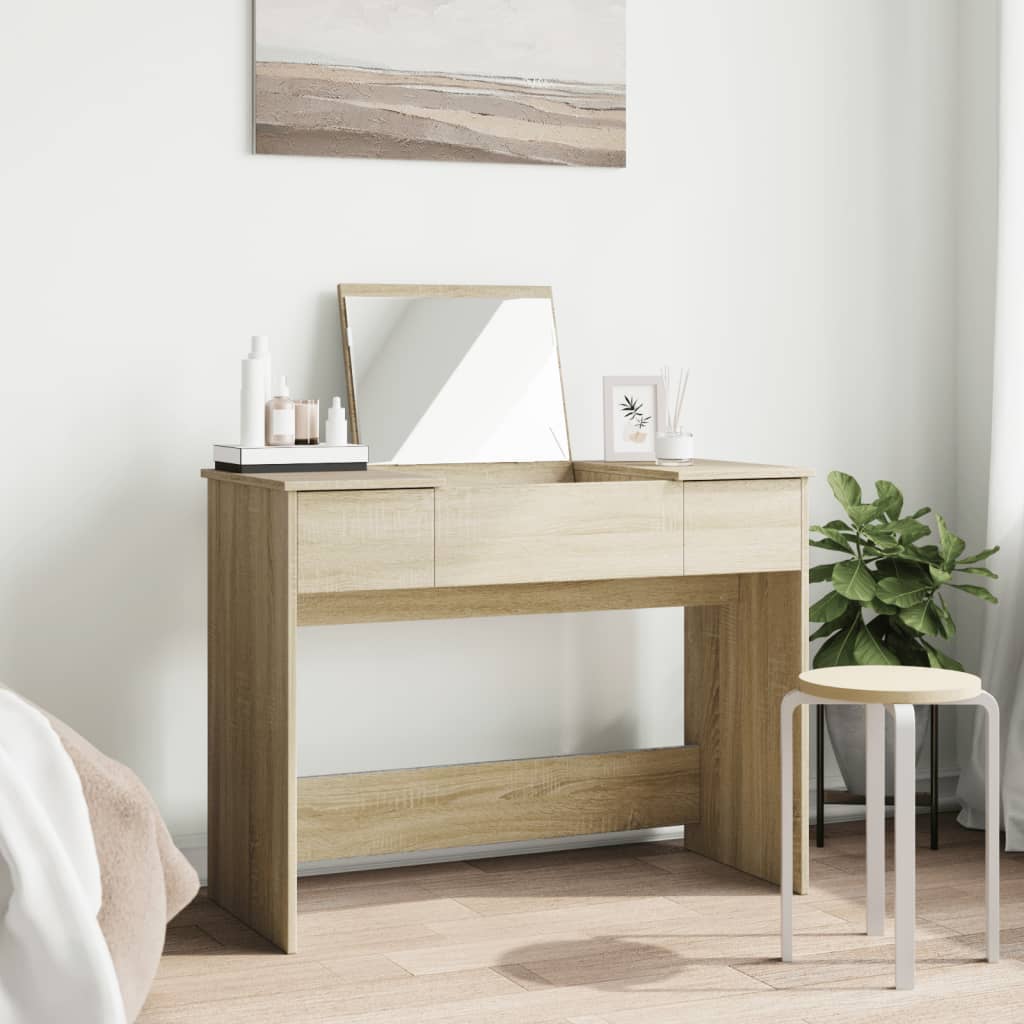 Dressing Table with Mirror Sonoma Oak 100x45x76 cm