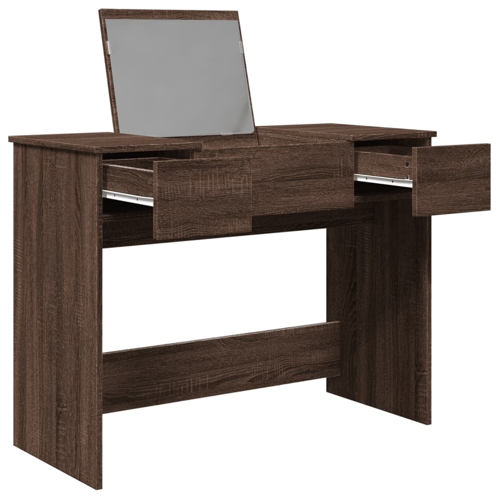 Dressing Table with Mirror Brown Oak 100x45x76 cm