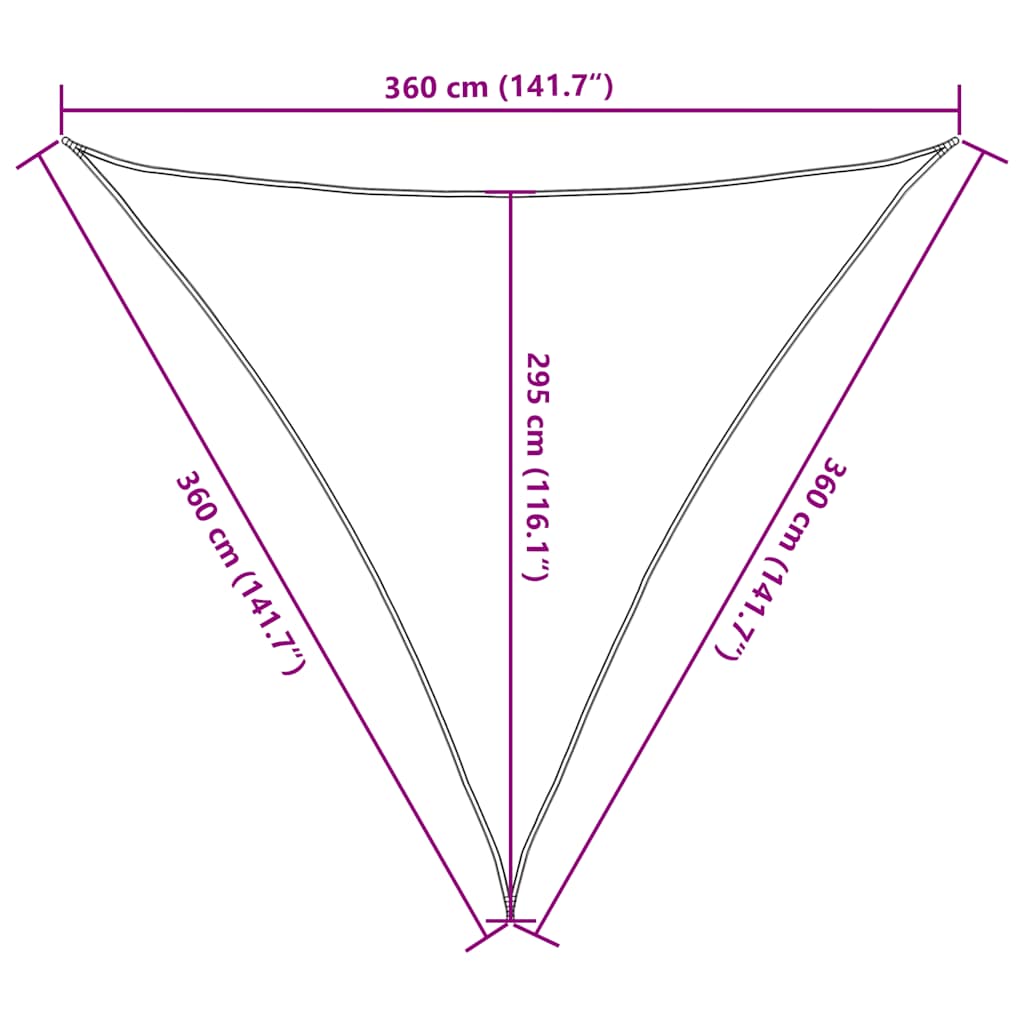 Sunshade Sail 160 g/m² Triangular Sand 3.6x3.6x3.6 m HDPE