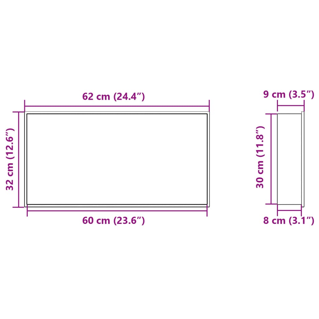 Shower Niche Brushed Gold 62x32x9 cm Stainless Steel