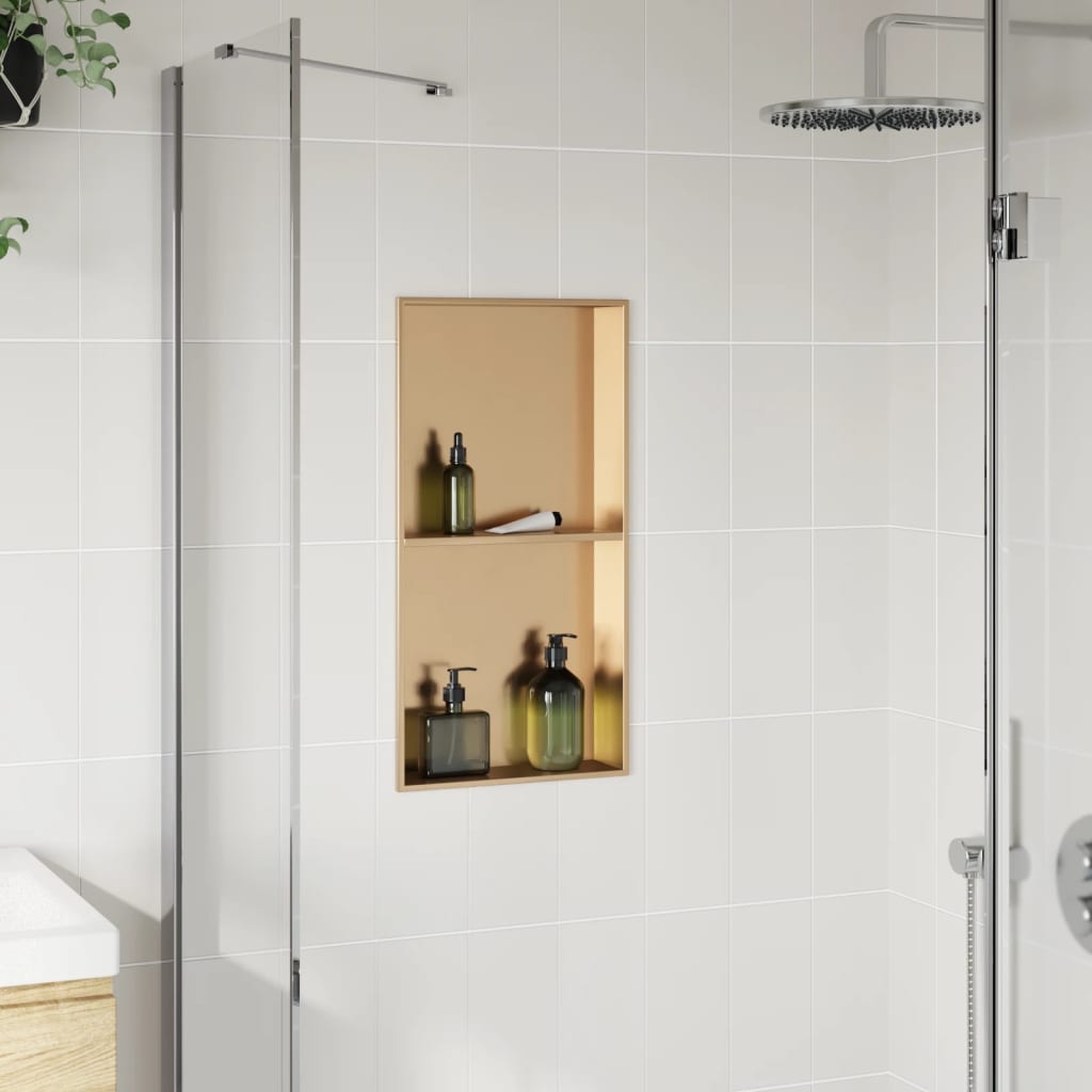 Shower Niche Brushed Gold 32x62x9 cm Stainless Steel