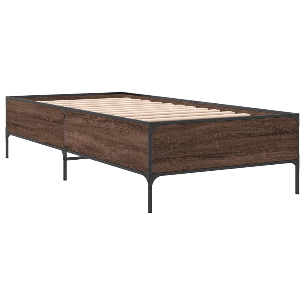 Bed Frame without Mattress Brown Oak 100x200 cm