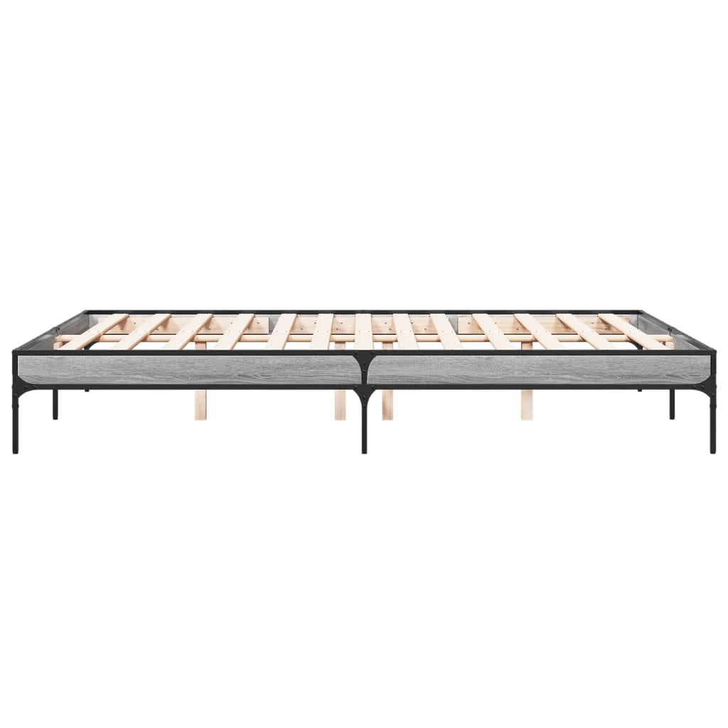 Bed Frame without Mattress Grey Sonoma 150x200 cm King Size
