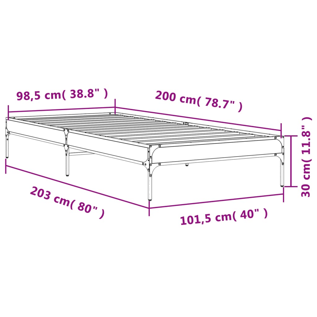 Bed Frame without Mattress Brown Oak 100x200 cm