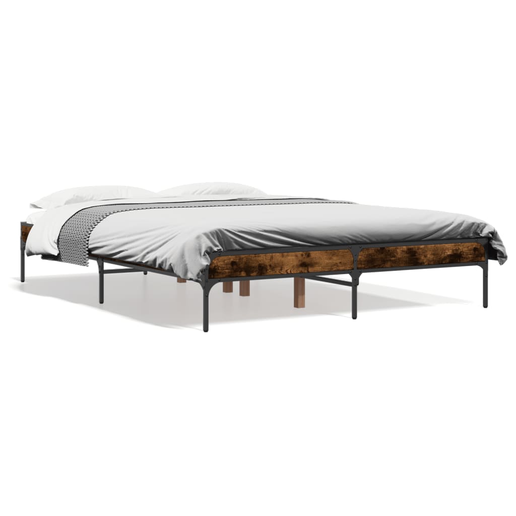 Bed Frame without Mattress Smoked Oak 140x190 cm