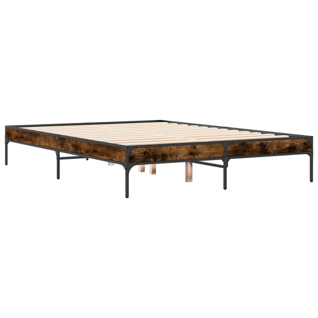 Bed Frame without Mattress Smoked Oak 140x190 cm