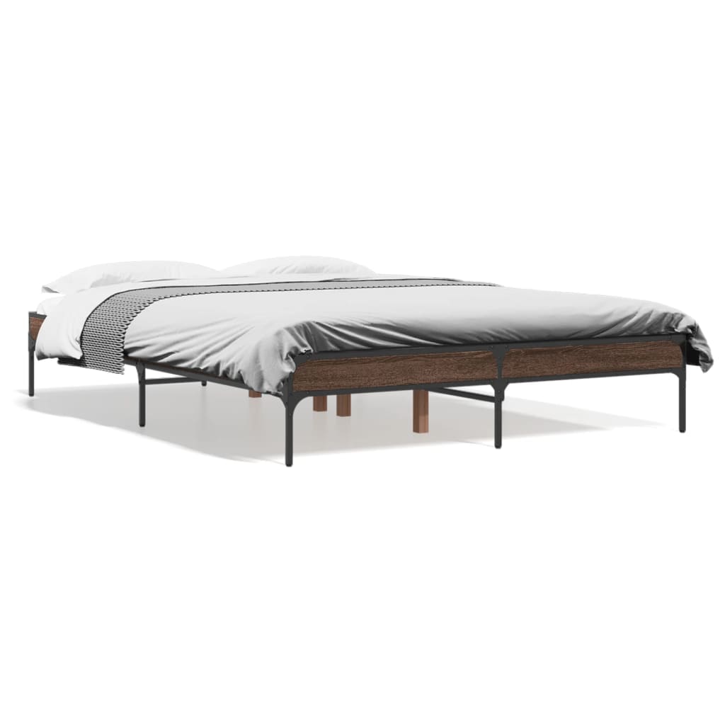 Bed Frame without Mattress Brown Oak 140x190 cm