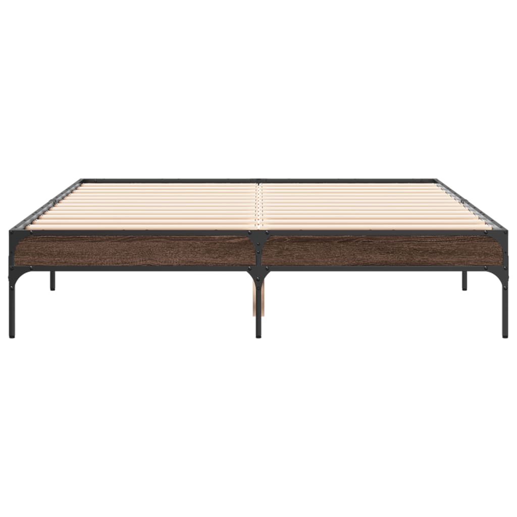 Bed Frame without Mattress Brown Oak 140x190 cm