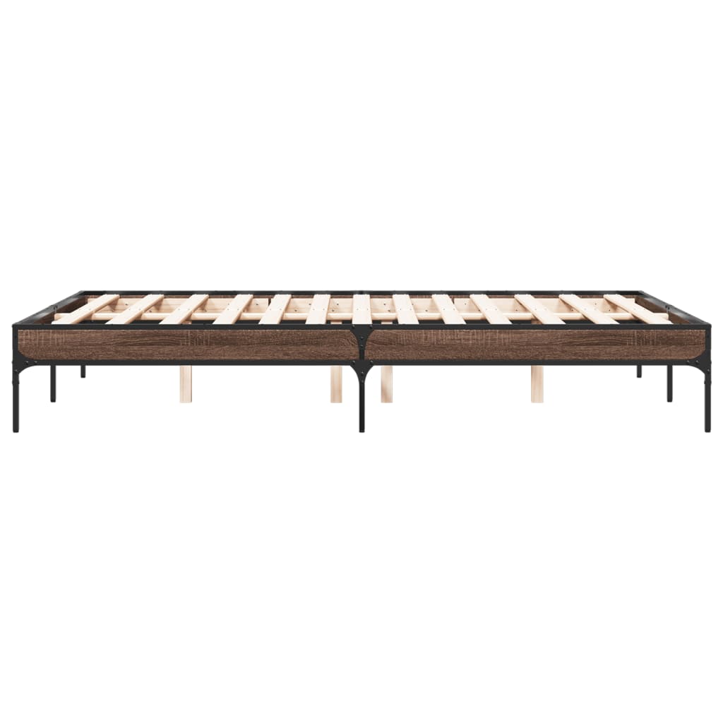 Bed Frame without Mattress Brown Oak 140x190 cm