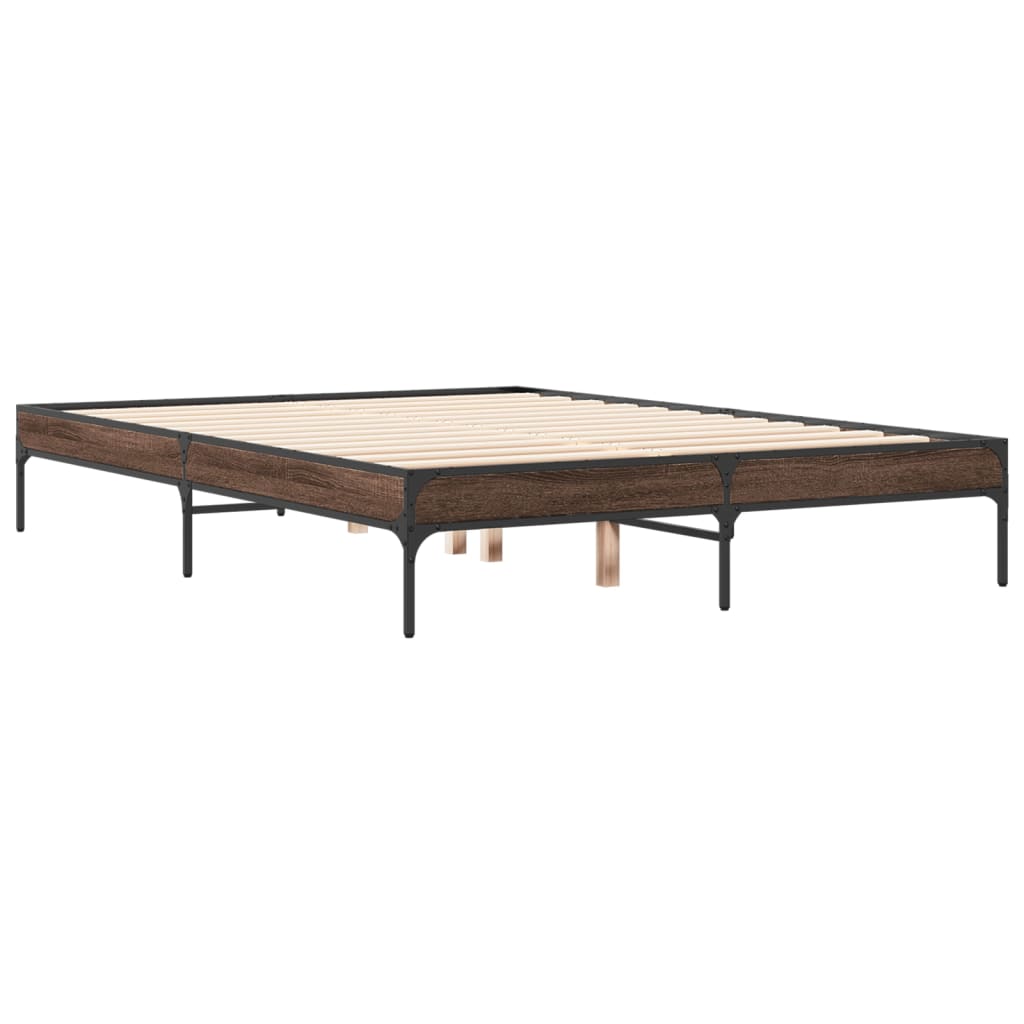 Bed Frame without Mattress Brown Oak 140x190 cm