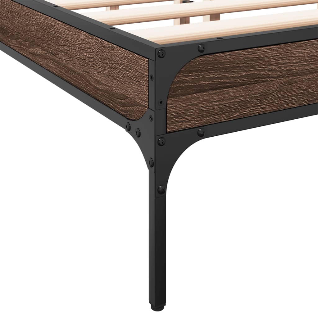 Bed Frame without Mattress Brown Oak 140x190 cm