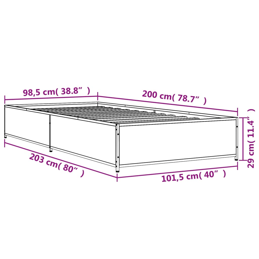 Bed Frame without Mattress Smoked Oak 100x200 cm