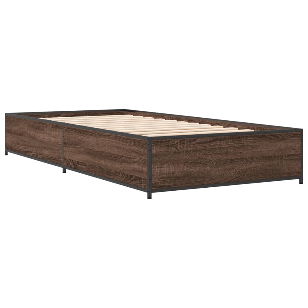 Bed Frame without Mattress Brown Oak 90x190 cm Single