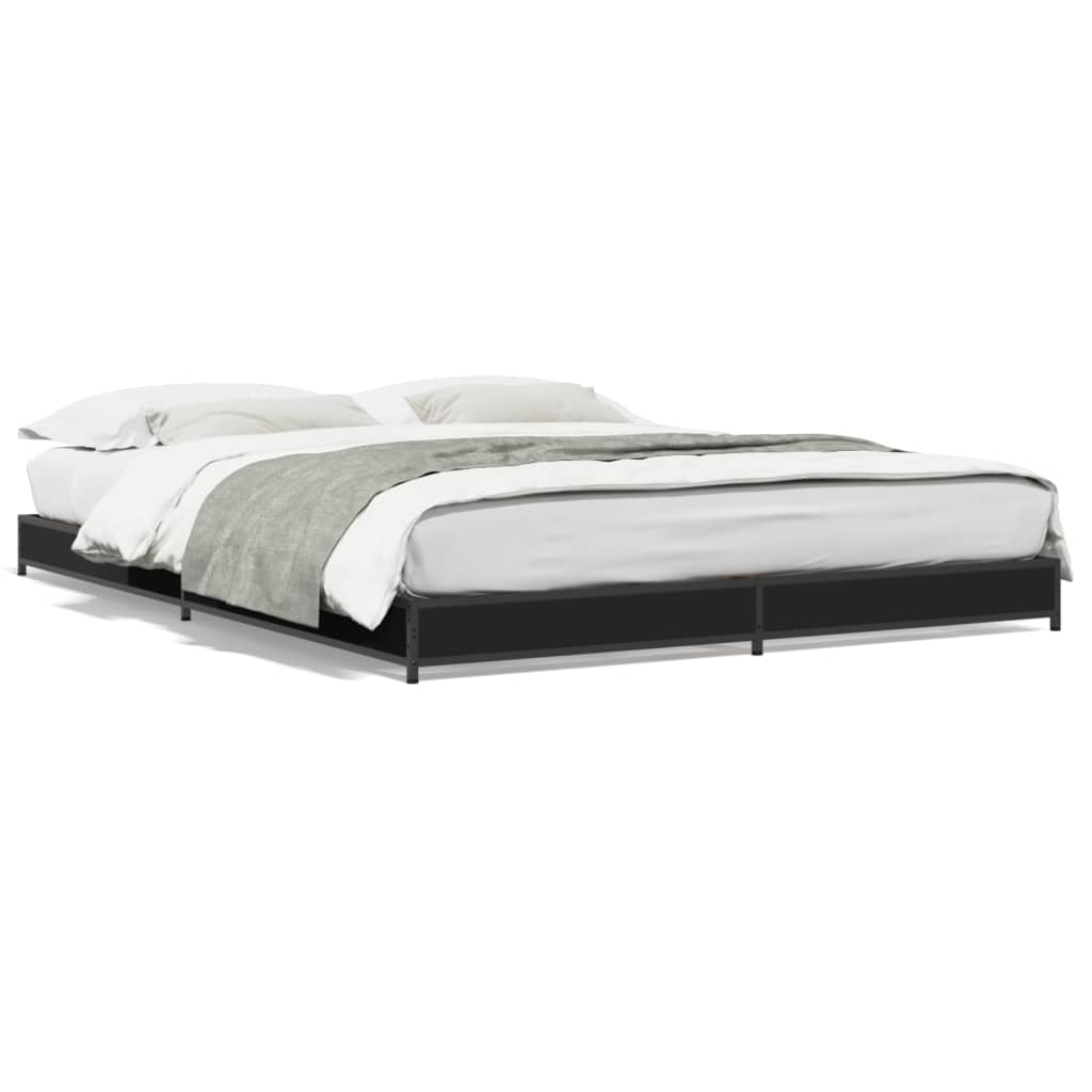 Bed Frame without Mattress Black 150x200 cm King Size