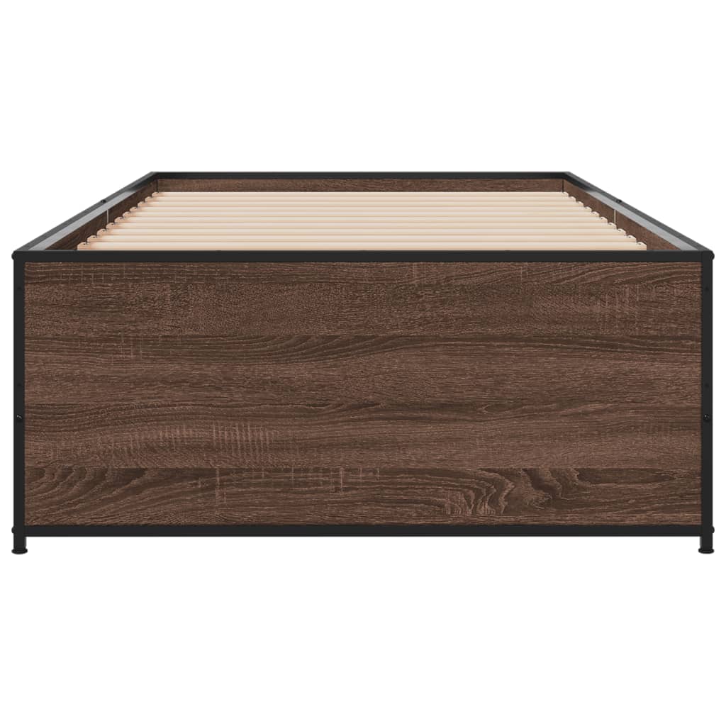 Bed Frame without Mattress Brown Oak 75x190 cm Small Single