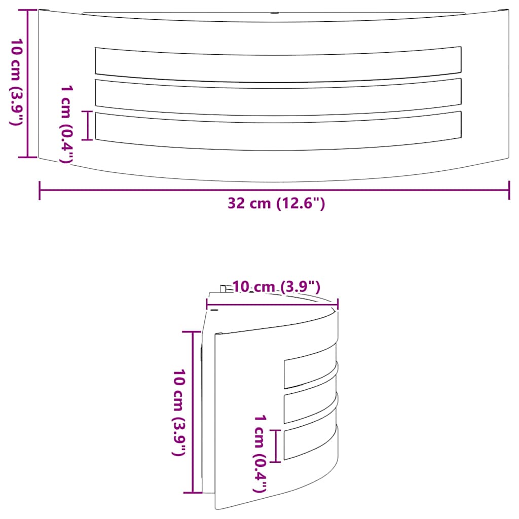 Outdoor Wall Light Silver 32 x 10 x 10 cm Stainless steel