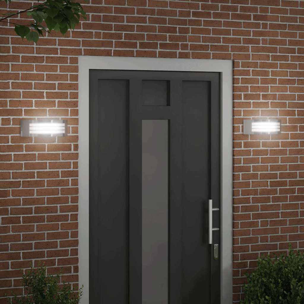 Outdoor Wall Lights 2 pcs Silver 32 x 10 x 10 cm
