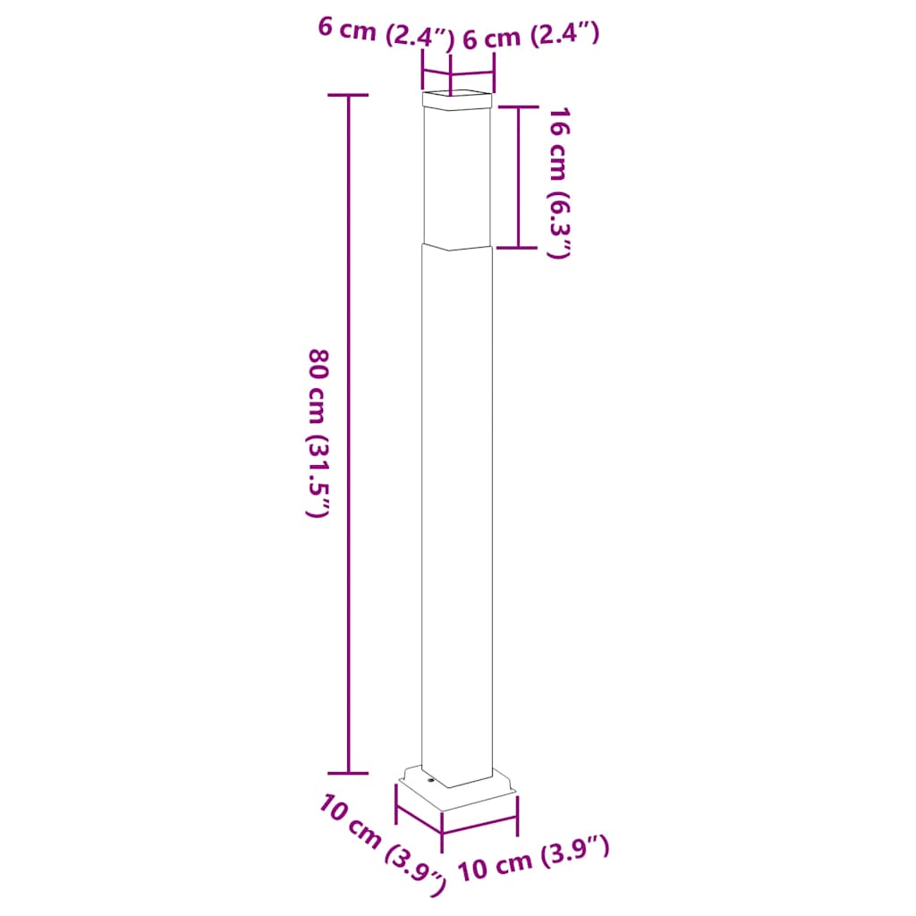 Bollard Light 80 cm Stainless Steel IP44