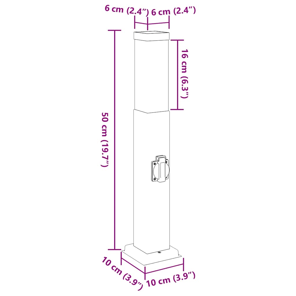 Bollard Lights with Outlet 3 pcs 50 cm Stainless Steel IP44