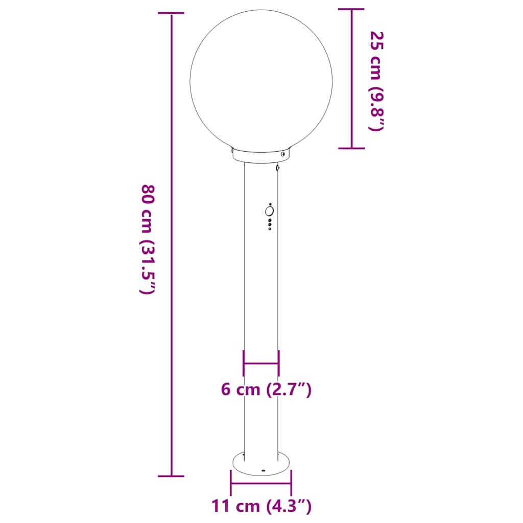 Bollard Lights with Sensor 3 pcs 80 cm Stainless Steel IP44