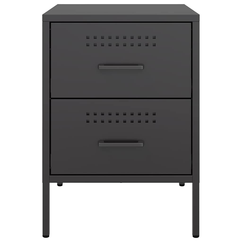 Bedside Cabinet Black 36x39x50.5 cm Steel