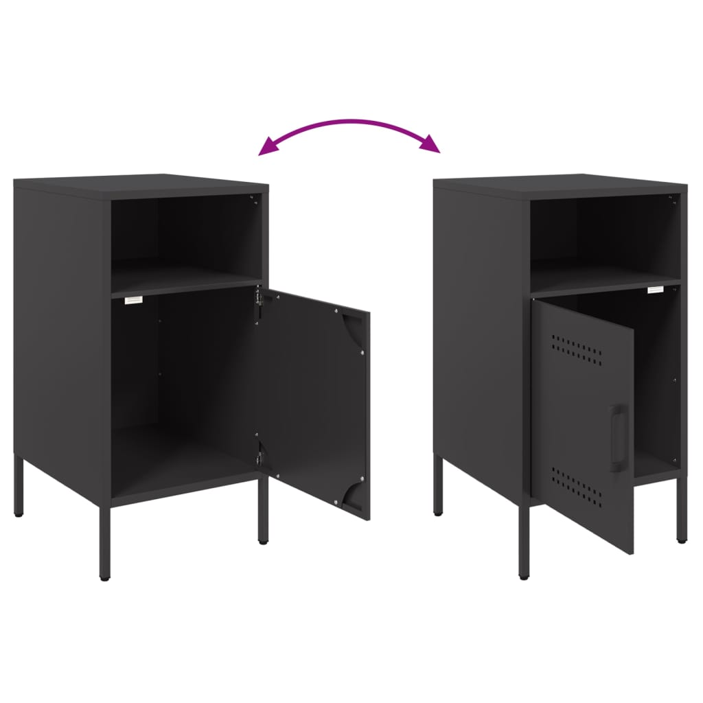 Bedside Cabinet Black 36x39x68 cm Steel