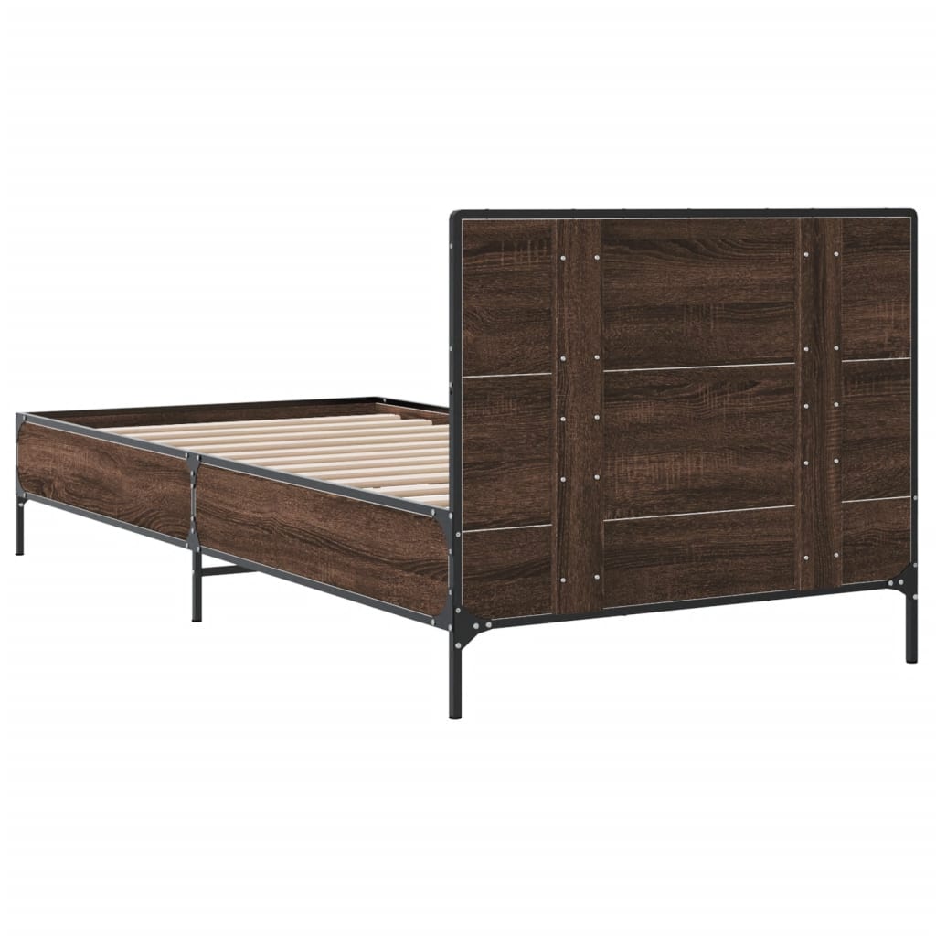 Bed Frame without Mattress Brown Oak 75x190 cm Small Single