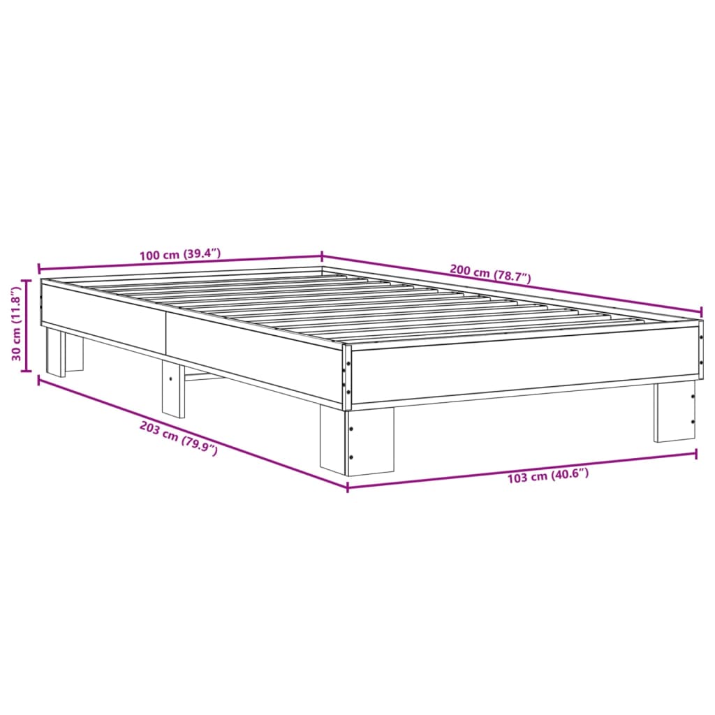 Bed Frame without Mattress Sonoma Oak 100x200 cm