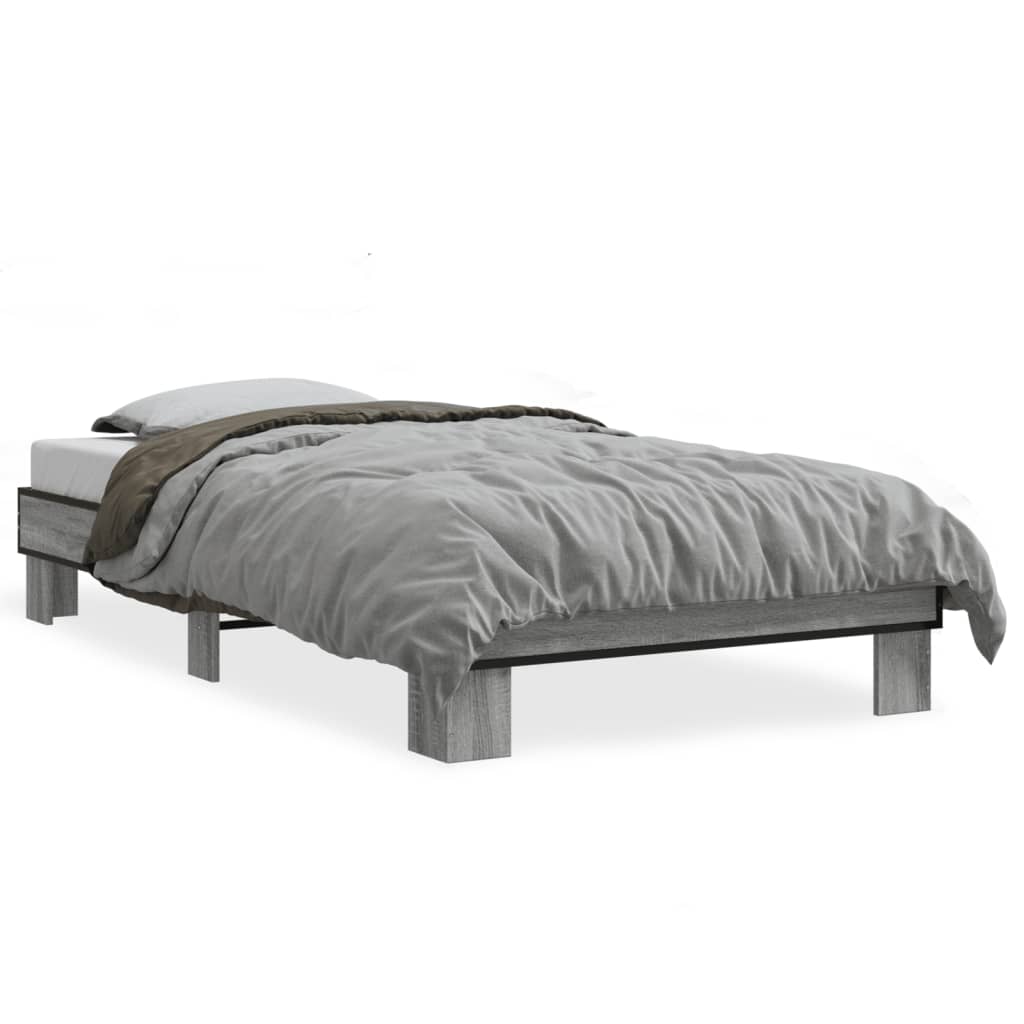Bed Frame without Mattress Grey Sonoma 75x190 cm Small Single