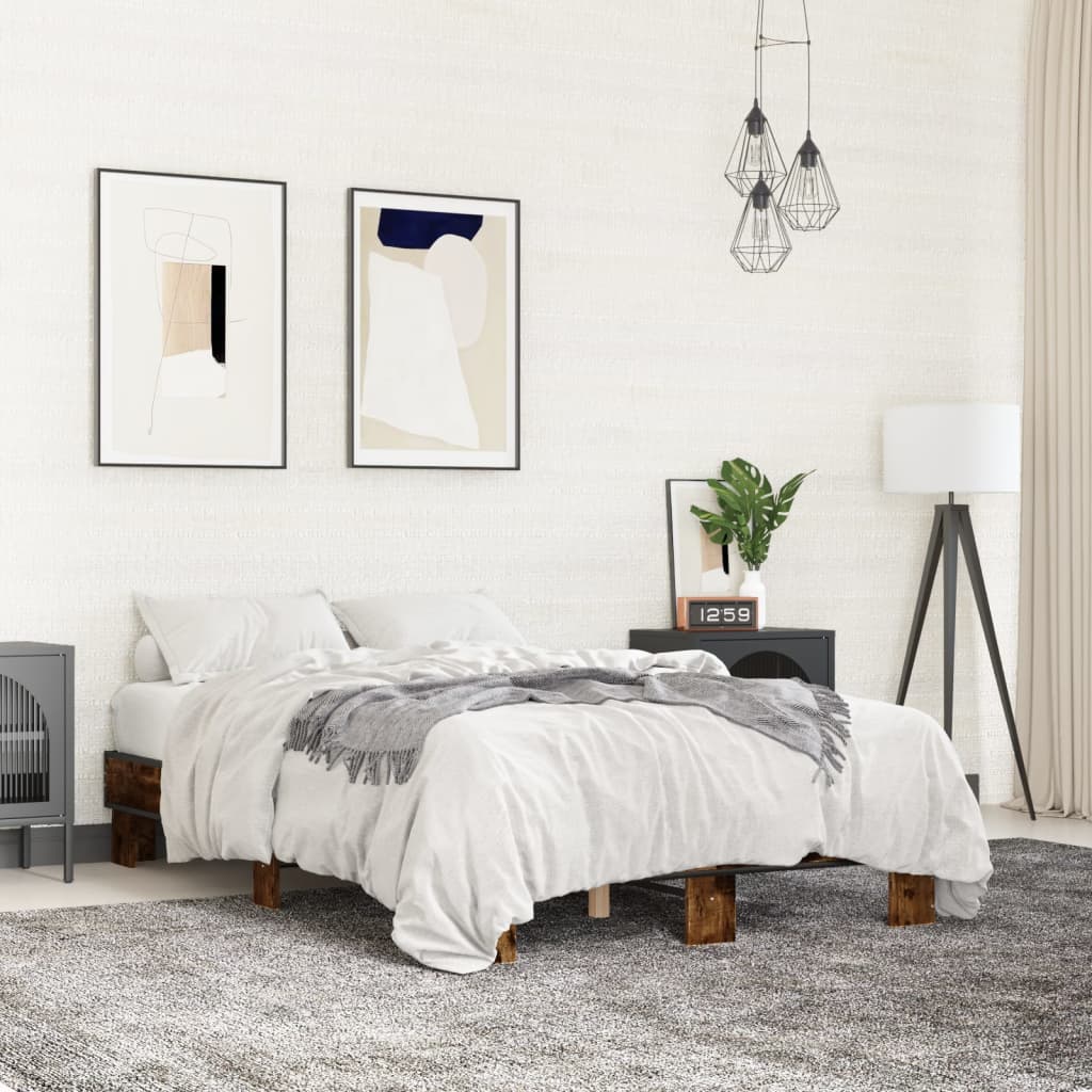 Bed Frame without Mattress Smoked Oak 120x190 cm Small Double