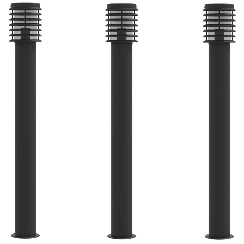 Outdoor Floor Lamps 3pcs Black 110cm Stainless Steel